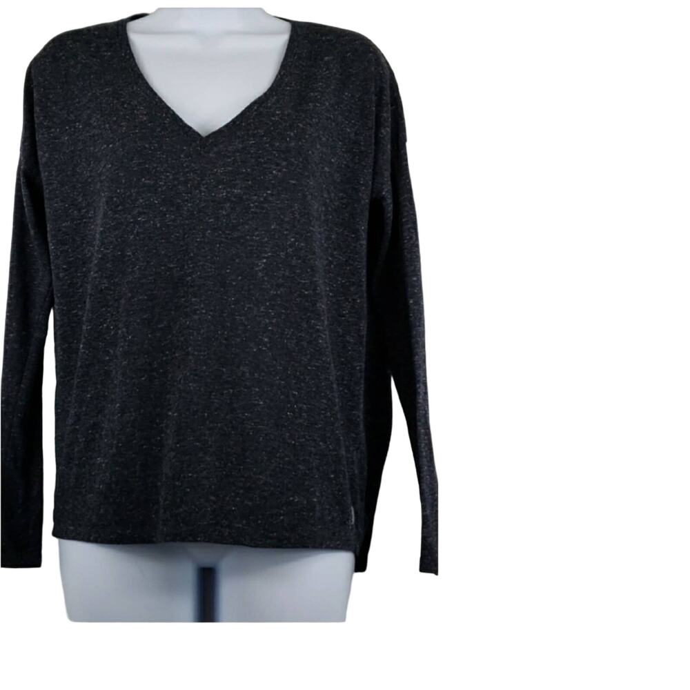 Victoria's Secret Black Marled V-Neck Angel Top Size Small